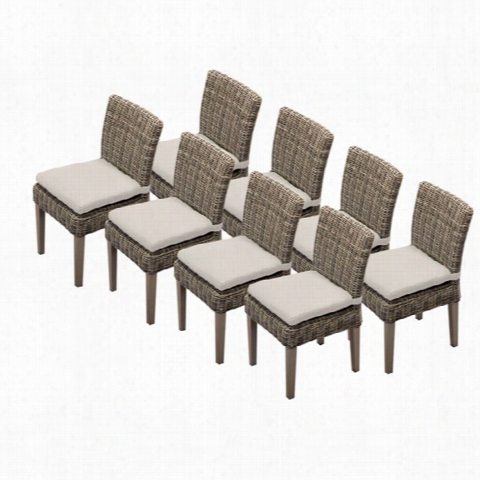 Tkc Cape Cod Wicker Patio Dining Chairs In Beige (sset Of 8)