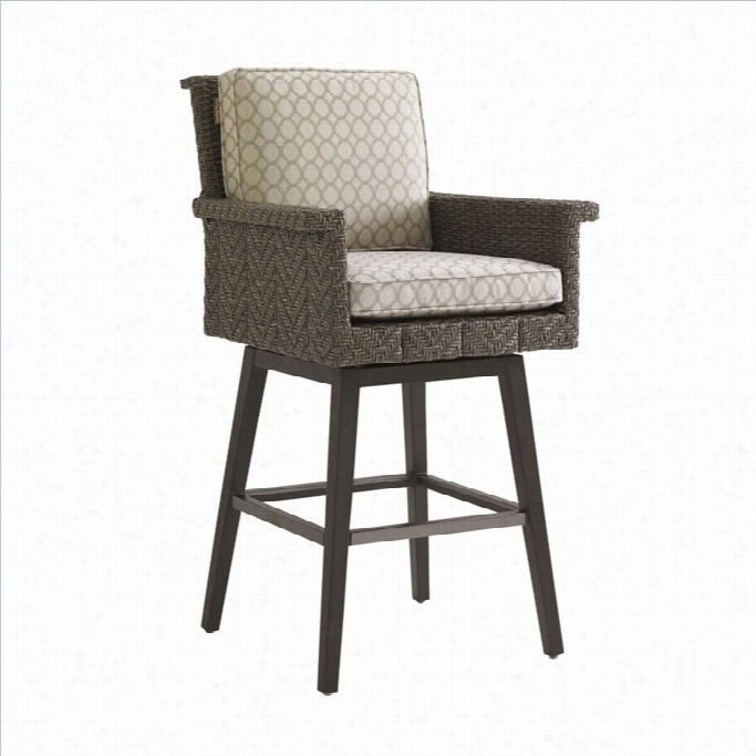 Tommy Bahama Home Blue Olive 48 Wickrr Br Stool-gray Tweed
