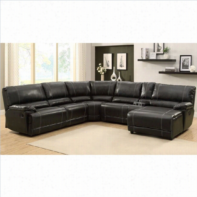 Treent Homme Cale 6 Piece Sectional In Black Leather