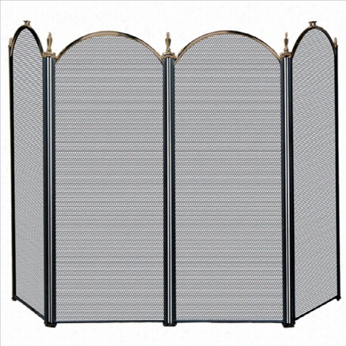 Uniflame 4 Fold Antique Brass/blcak Screen (s 51118)