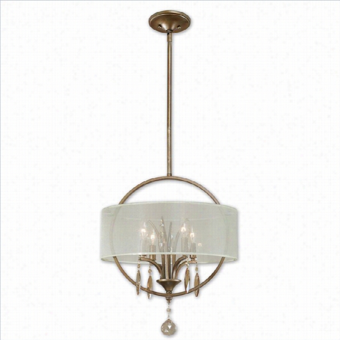 Utgermost Alenya 4 Light Fabric Drum  Pendant In Burnished Gold