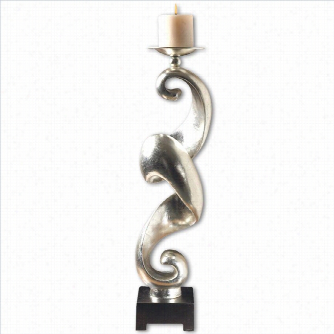 Uttermost Entwined Candleholder In Champagned Silver Leaf