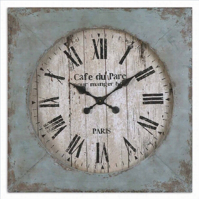 Extreme Paron Square Wall Clock In Distressed Aged Blue