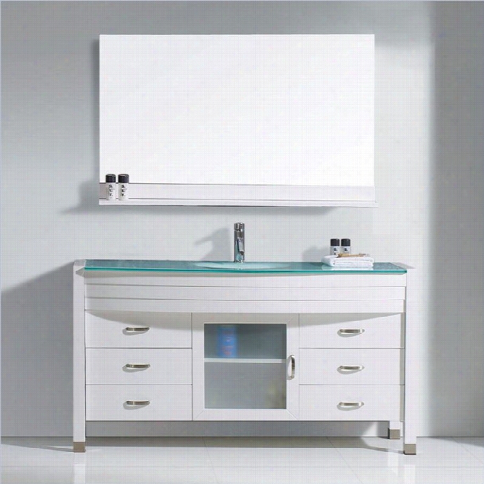 Virtu Usa Ava 55 Glass Single Bathroom Vanity Cabinet Set In White