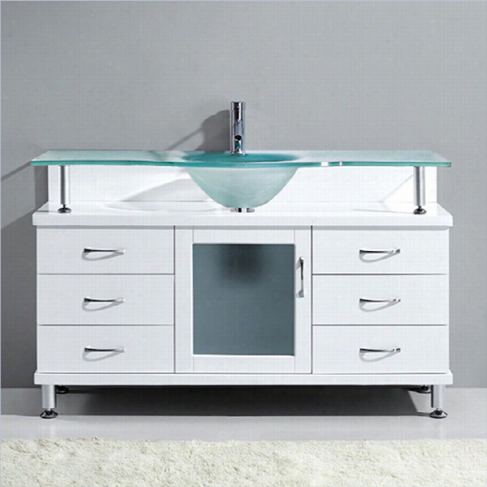 Virtu Vincente 55 Glass S Ingle Bathroom Vanity Inwhite