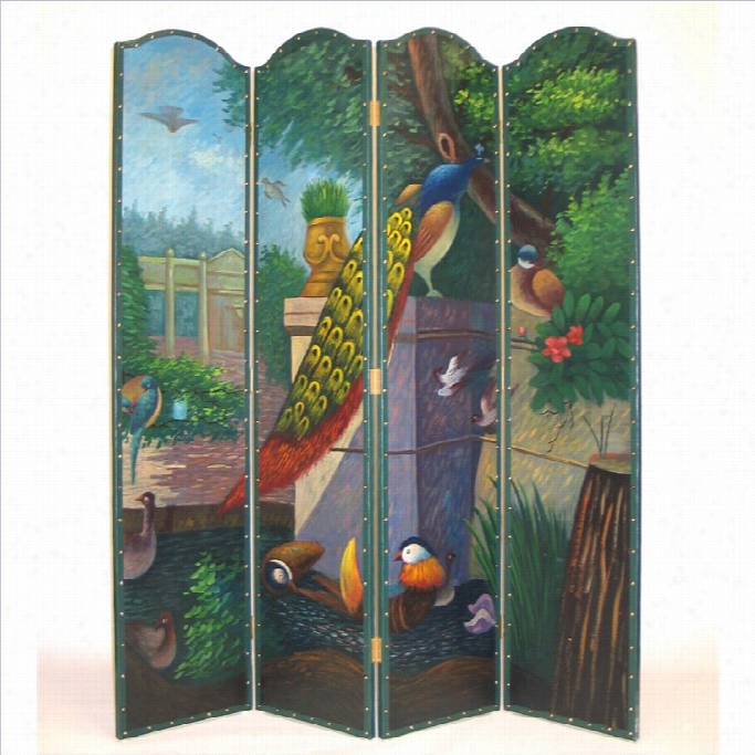 Wayborn Hand Painted Peacock Room Divider