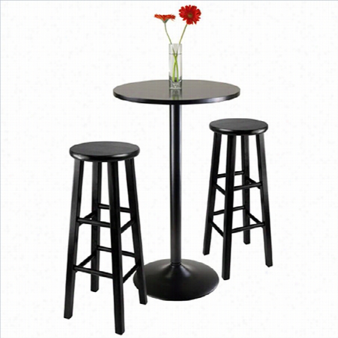 Winsome Obsi Din 3 Peice Pub Synopsis With 29 Inch Stools In Black