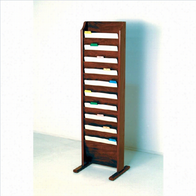 Wooden Mallet Free Standing 10 Poket Chart Holder In Mahogany