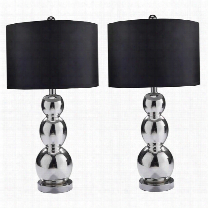 Abbysno Mode Of Life Dara Mercury Glas Table Lamp In Silver (set Of 2)