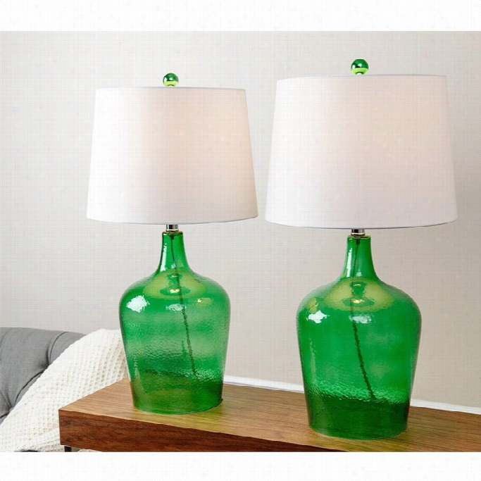 Abbyson Living Delmore Glass Table Lamp N Jade (set Of 2)