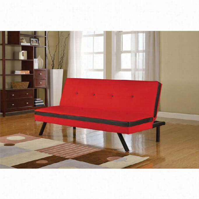 Acme Furniture Penly Faux Leather Convertbile Sofa In Red And Black