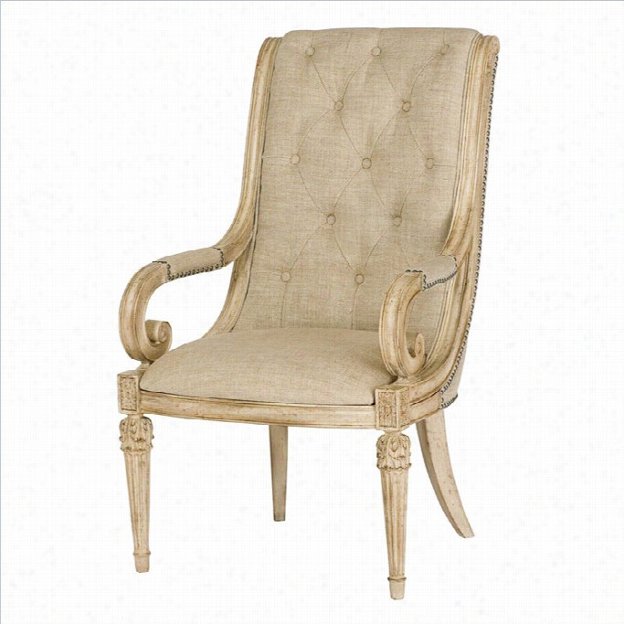 American Drew Jessica Mcclintock The Boutique Upholsteered Arm Dining Chair In White Veil