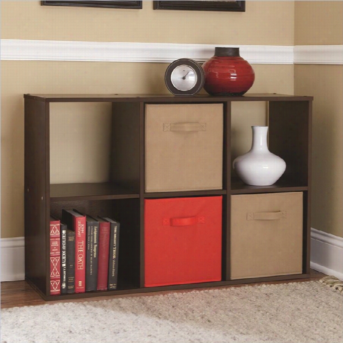 Ameriwood 6 Cube Wood Bookcase In Cheryr