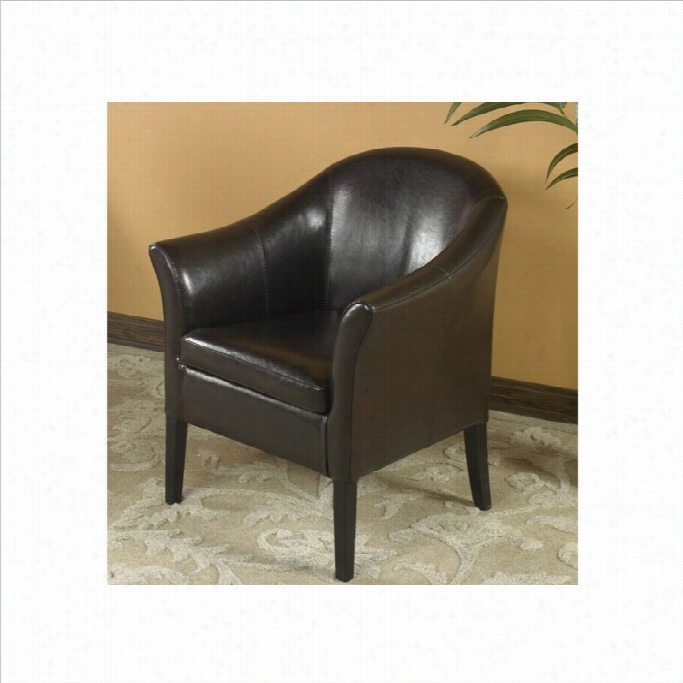 Armen Living Leather Club Barrel Chair In Brown