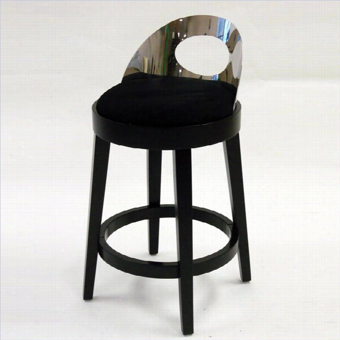 Armen Living Vista 30 Stationary Bar Stool Inb Lack Microfiber