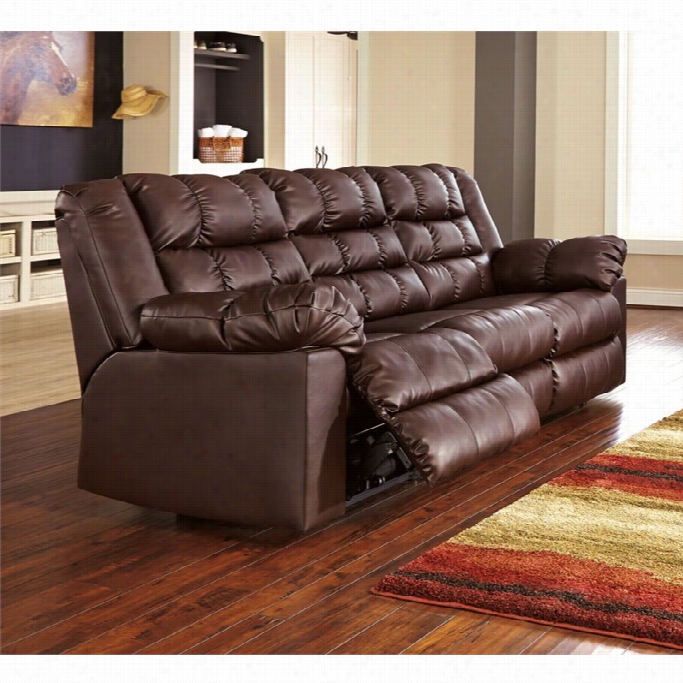 Ashley Brolayne Laether Reclining Sofa In Saddel