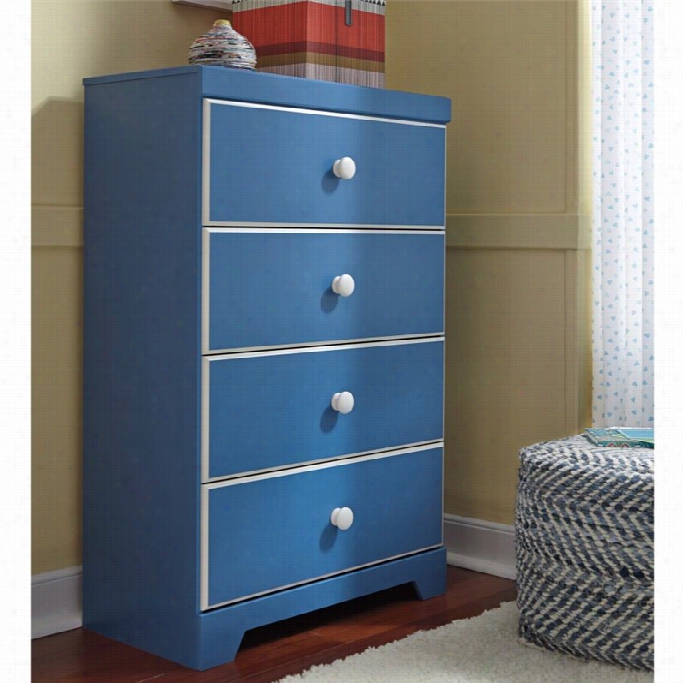 Ashley Bronilly 4 Drawer Wood Chedt In Blue