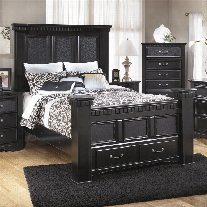 Ashley Cavallino Forest Queen Mansion Drawer Bed In Black