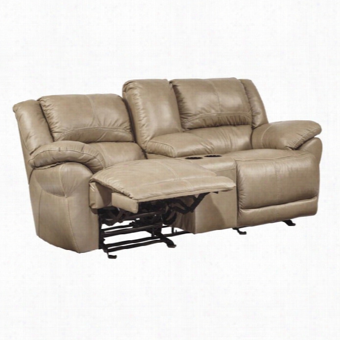 Ashley Furniture Lenori Selather Glider Resting Loveseat In Ccaramel