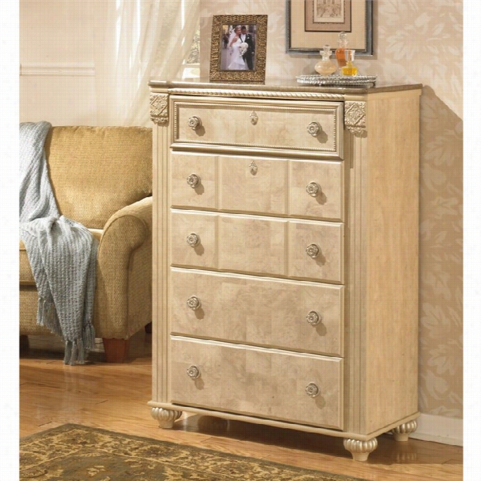 Ashe Asveaha  5 Drawer Wood Ch Est In Beige