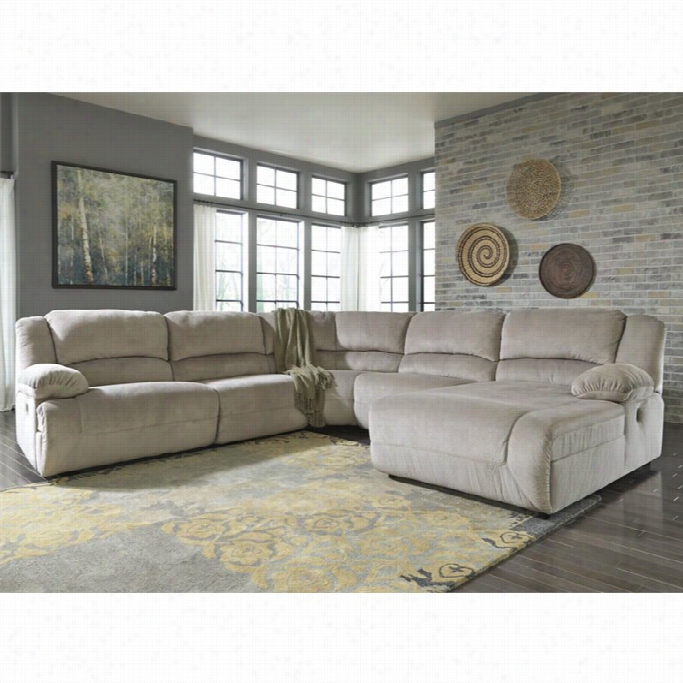 Ashley Toletta 5 Piece Right Chaiss Power Sectional In Granite