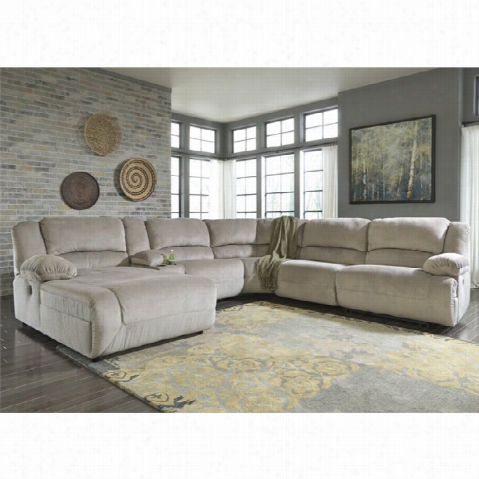 Ashley Toletta 6 Piece Left Chaise Power Console Sectional In Granite