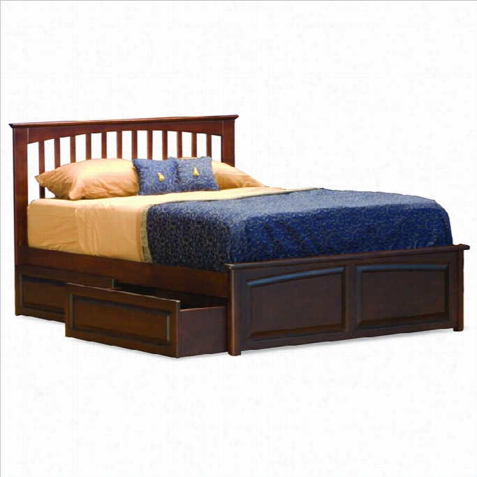 Atlantic Furniture Brookyn Platform Bed In Annttique Walnnut-twin