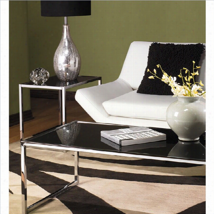 Avenue Six Yield 2 Piece Glass Top Coffee Table Set In Mourning