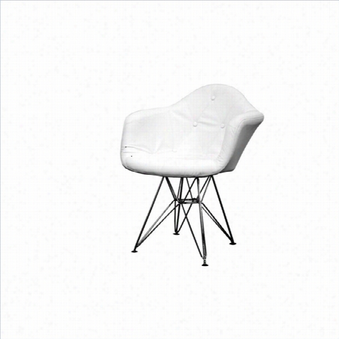 Baxton Stud Io La Eiffel Plastic Arm Chair In White (sett Of 2)