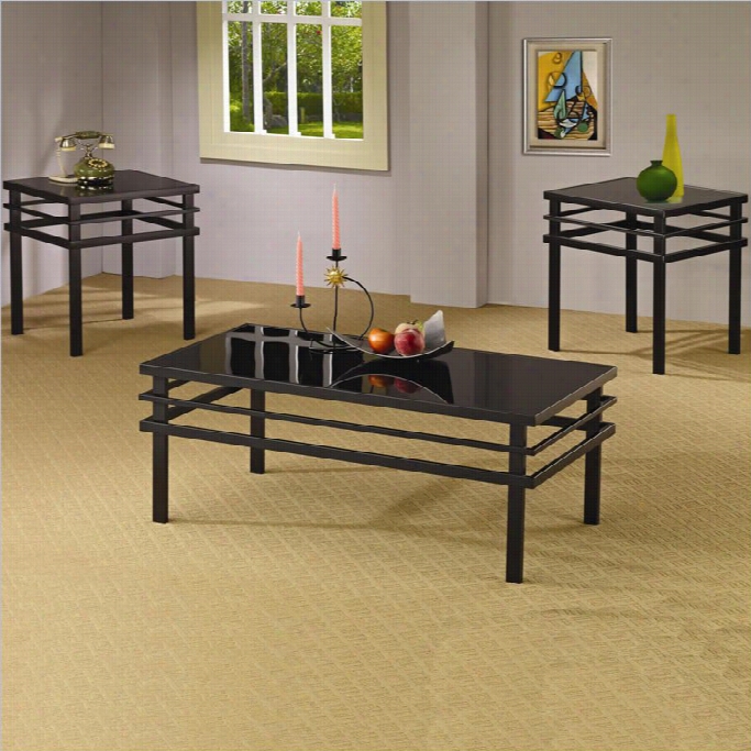 Coaster 3 Piece Moder Ncoffee And End Table Plant In Black