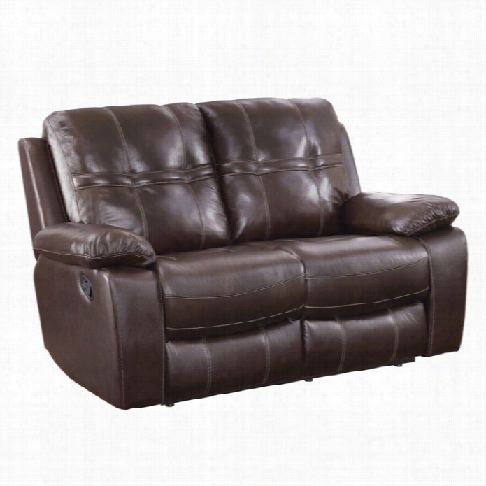 Coaster Holloway Leather Motion Reclining Loveseat In Dark Brown