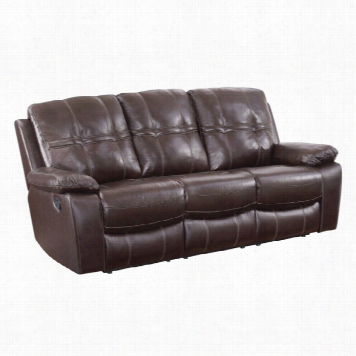 Coaster Holloway Leather Motion Reclining Sofa In Dark Brown