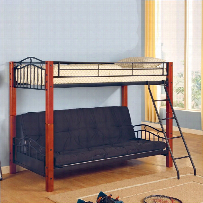 Cosster Jonathan Forest And Metal Twin Over Futon Bunk Bed In Black Finish