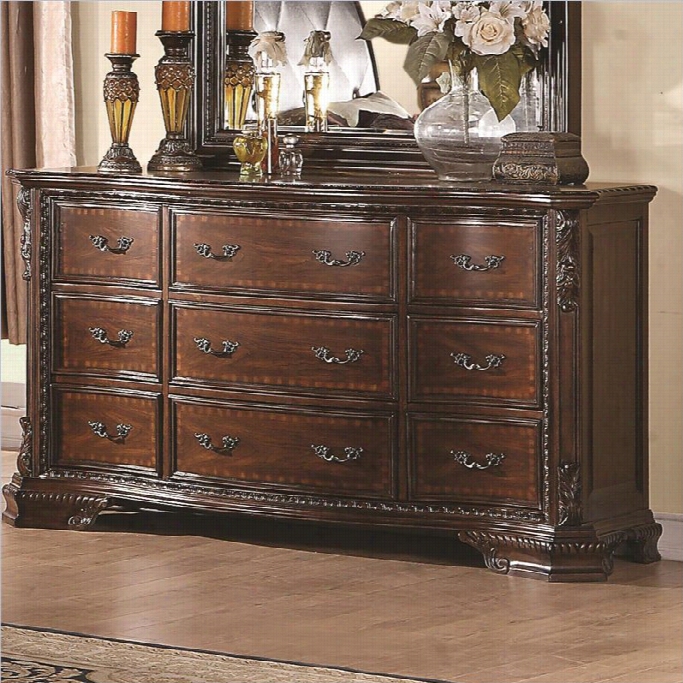 Coaster Maddison Dresser In Brown Cherry Polish