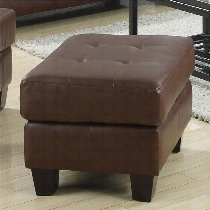 Coaster Samuel Leather Ottoman With Cushioned Top In Dark Brown