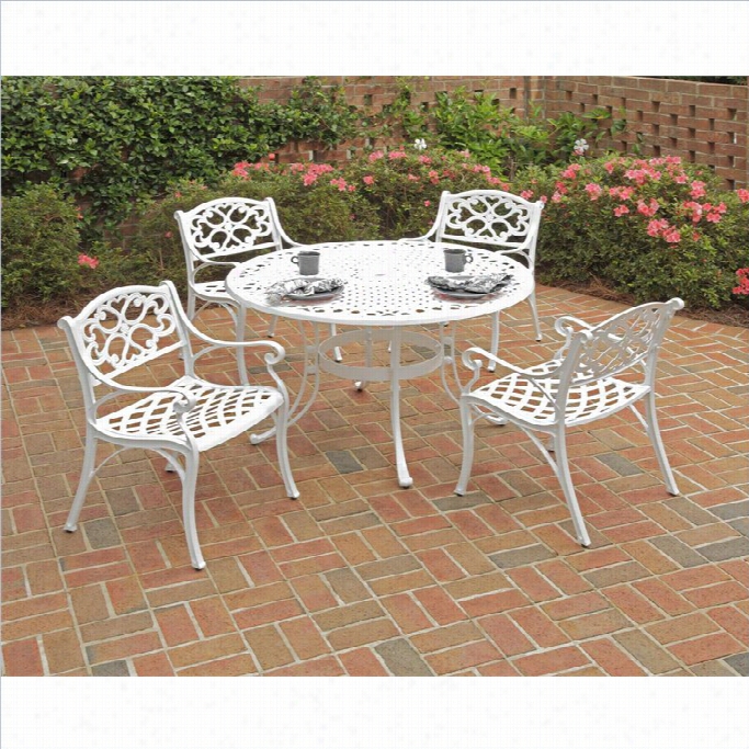 Home Styles Biscayne 5 Piece Metal Patio Dining Write In White