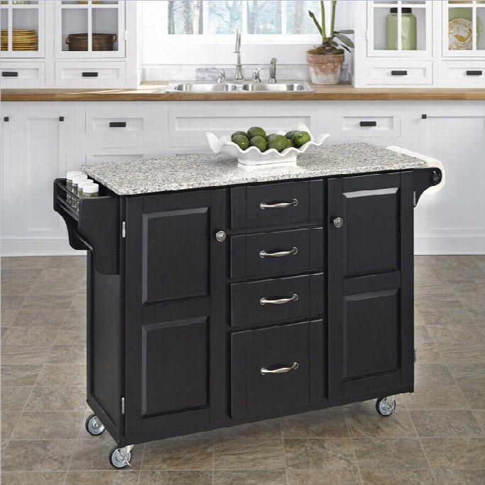 Home Styles Furniture Salt And Pepper Grnaite Kitchen Cart In Black