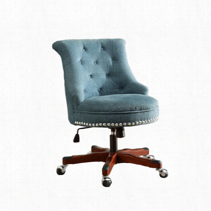 Linon Sinclair Arlmess Upholstered Office Chair In Aqua