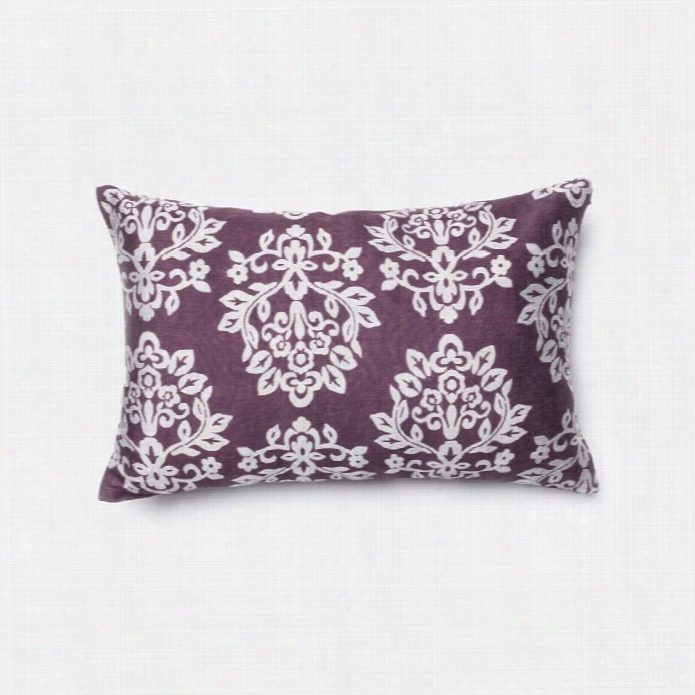 Looi 1'1 X 1'9 Silk Poly Pillow In Plum And Silver