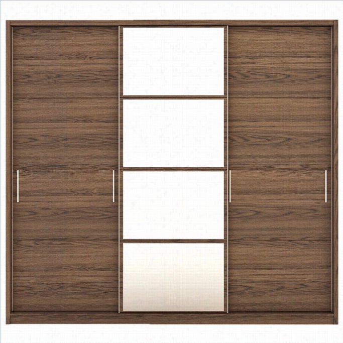 Manhattan Comfort Belllevue 3-door Wardrobe In Chocolate