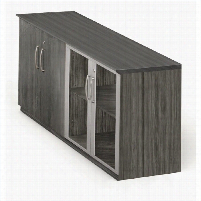Mayline Medina Low Wall Cabinet  With Doors In Gray Steel
