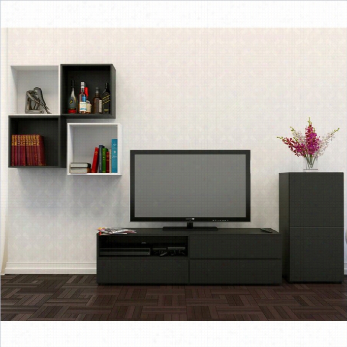 Nexera Avenue 60' Tv Stand With -door Storage And Dcorative All Cubes