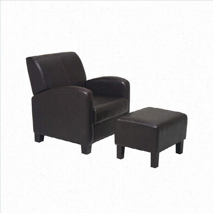 Office Star Metro Club Chair With Ottoman In Espresso