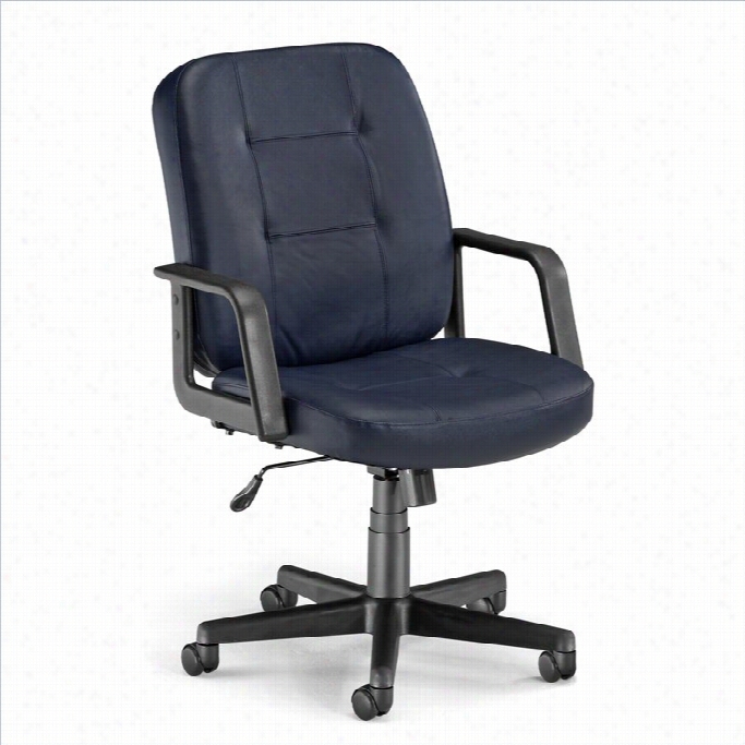 Ofm Lo-bakc Executiev Leather Office Chair In Navy