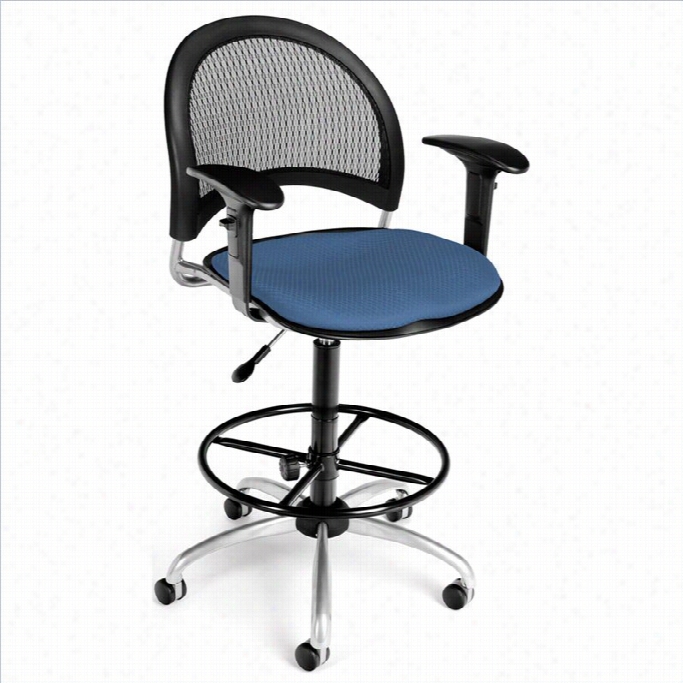 Ofm Moon Swivel Draftiing Chair With Arms And Drafting Kit In Cornflower Blue
