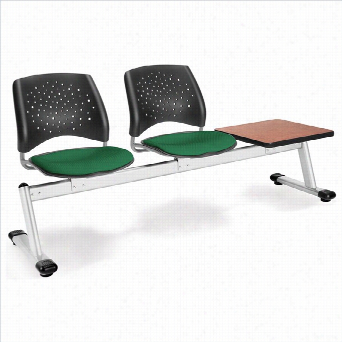 Ofm Star Beam Seating With 2 Seats And Table In Foresg Green And Cherry