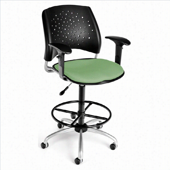 Om Star Swivel Drafting Chair With Arms And Drafting Kit In Philosopher Grene