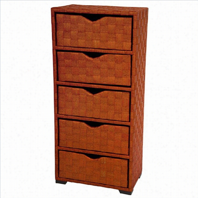 Oriental Furniture 5 Drawer Chest In Honey