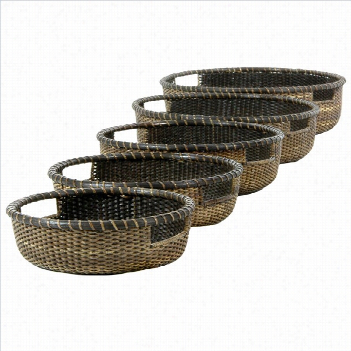 Oriental Furniture Low Basket Tray In Unaffected ( Set Of 5 )