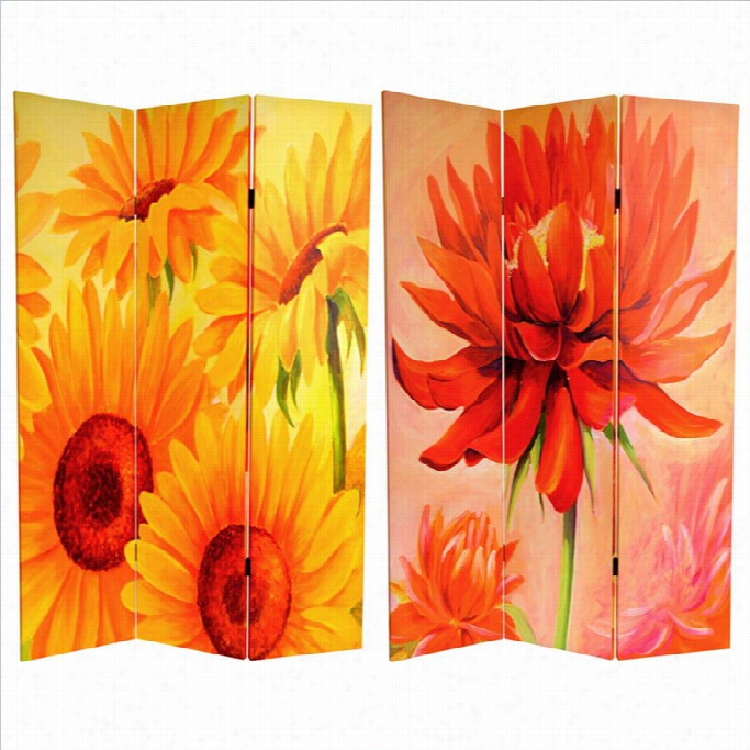 Oriental Poppies And Sunflowers Room Divider